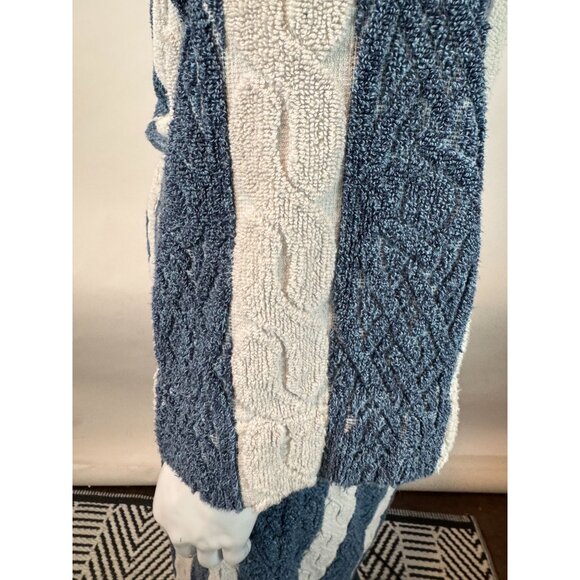 Nautica Vintage 80s Blue & White Striped 100% Cotton Robe One Size Made In Turke - Picture 15 of 16